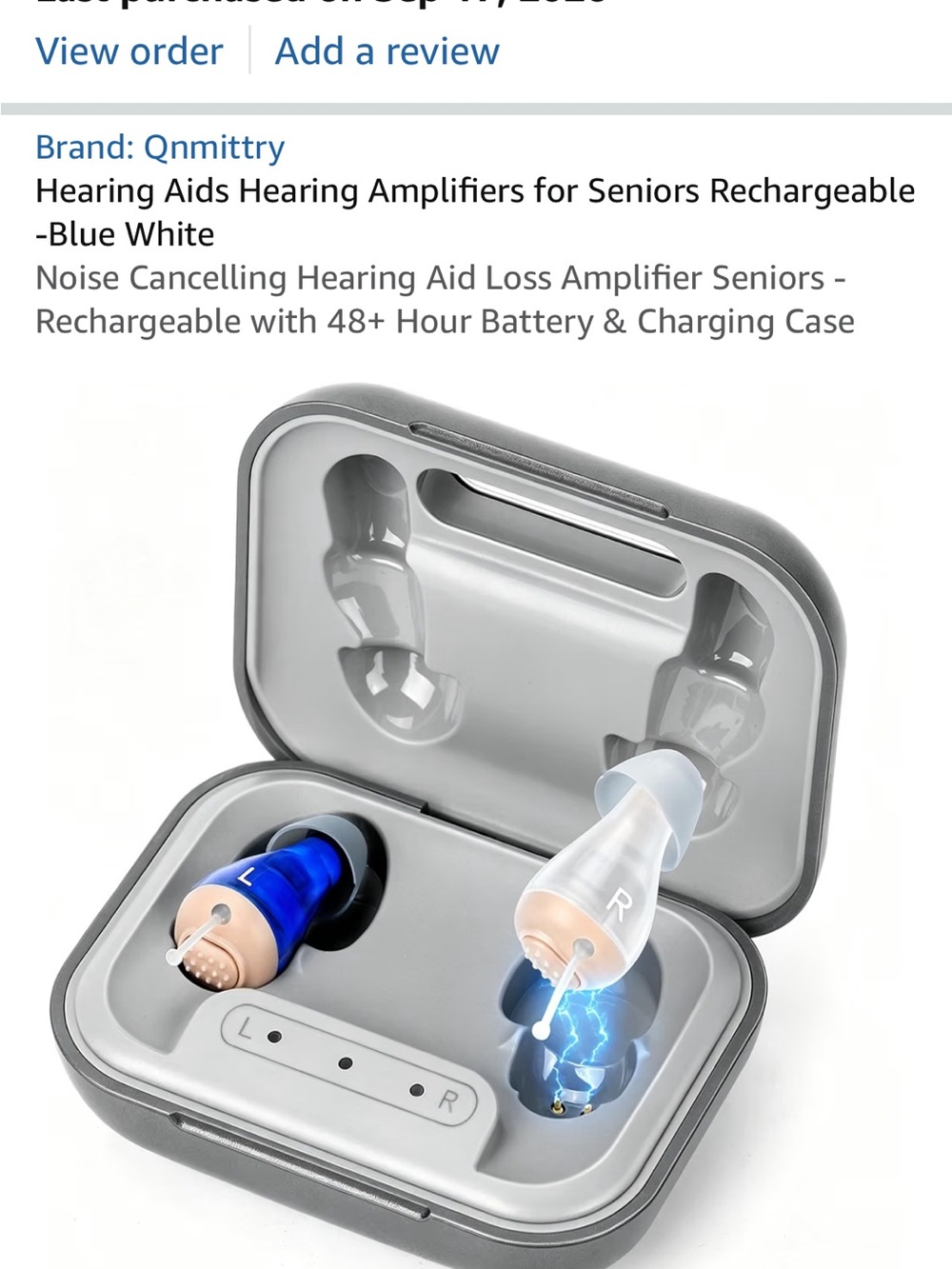 Rechargeable In-Ear invisible Hearing Buds- Blue & White *Brand New*